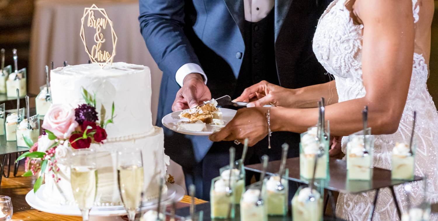 bride and groom in their wedding catering